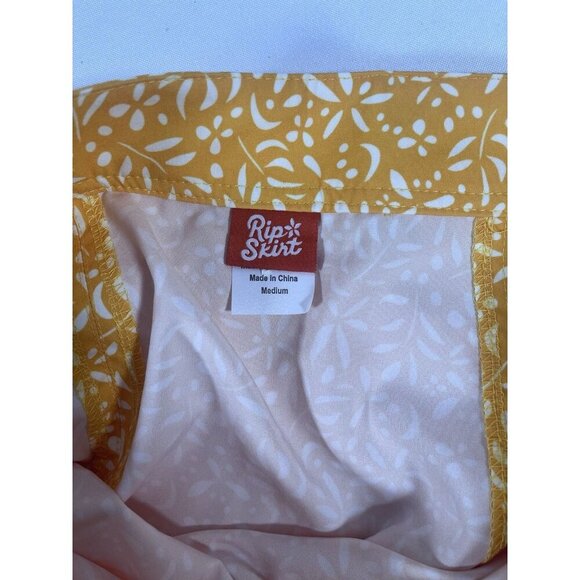 Rip Skirt Yellow & White Print Wrap Skirt Size Medium - Picture 5 of 7